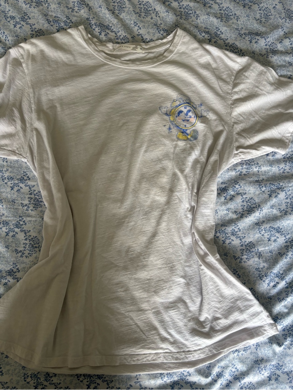 Altar'd State Vintage White Short Sleeve Tee with Small Clock Graphic - Picture 7 of 7